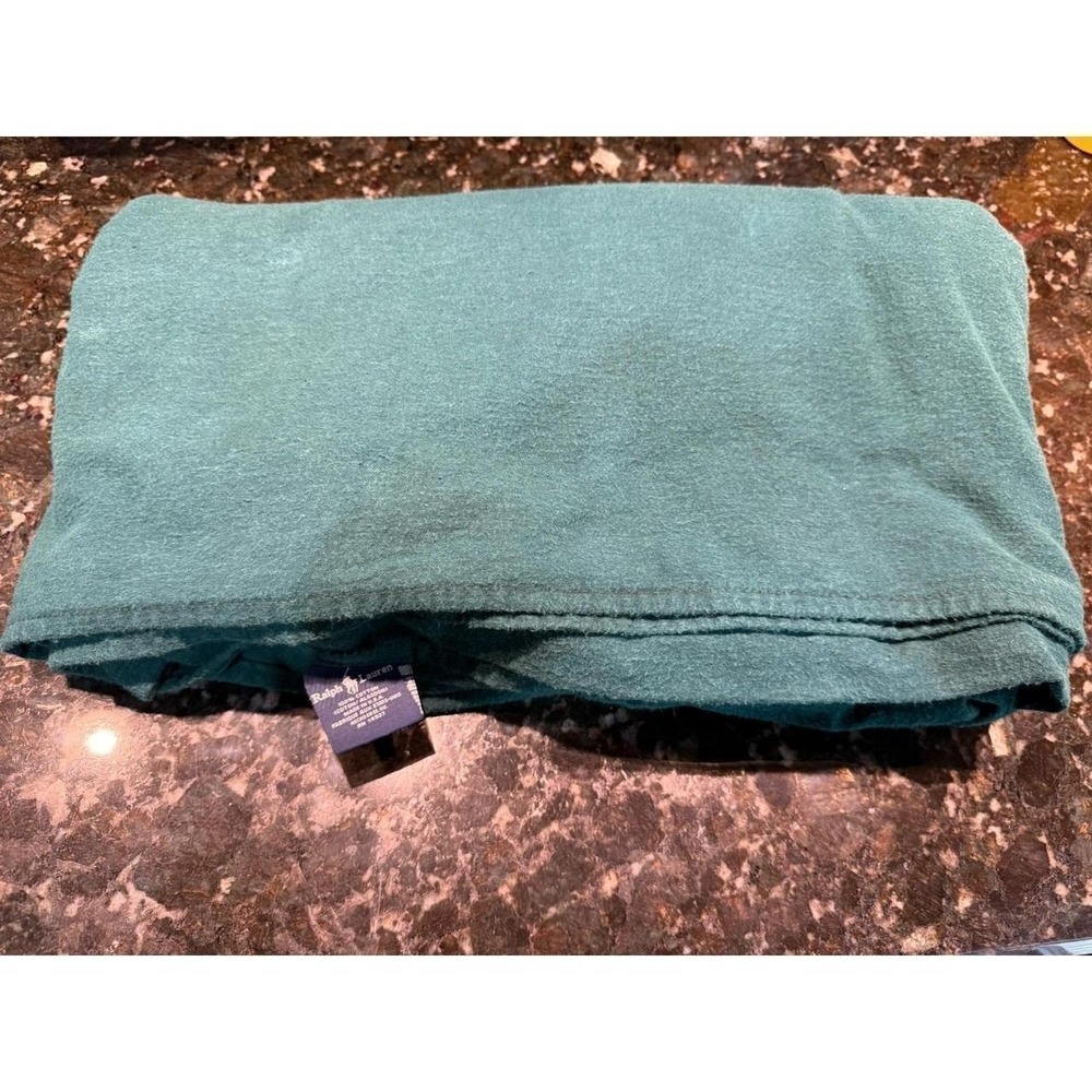 Vintage Polo Ralph Lauren Blanket Dark Forest Green 100% Cotton Queen USA